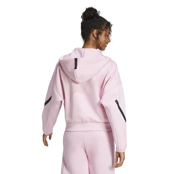 Adidas Womens Z.N.E. Full Zip Light Pink Hoodie with Black Accents - Size L - Picture 6 of 8